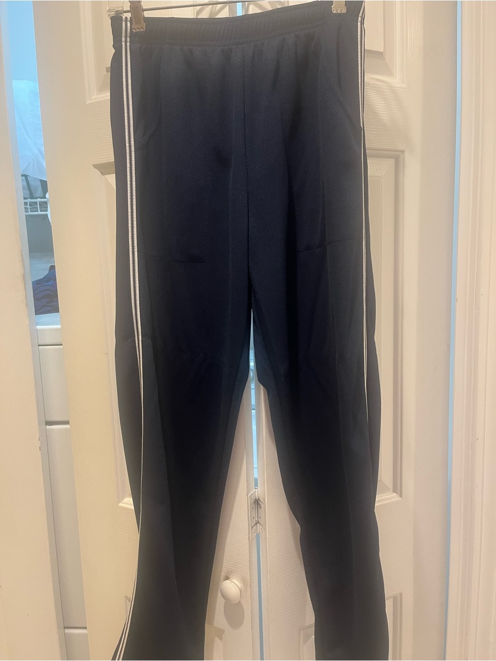 Ladies Black Athletic Track Pants with Side Stripes
